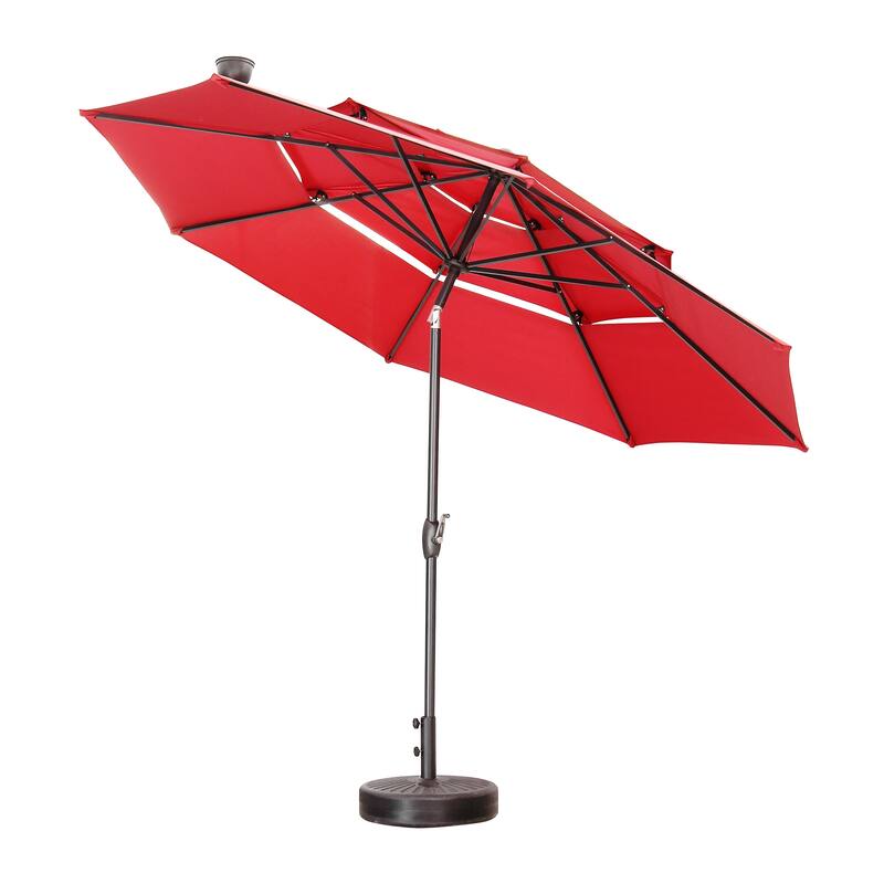 Ainfox 10ft Patio Umbrella 3-tier Outdoor Umbrella with Base