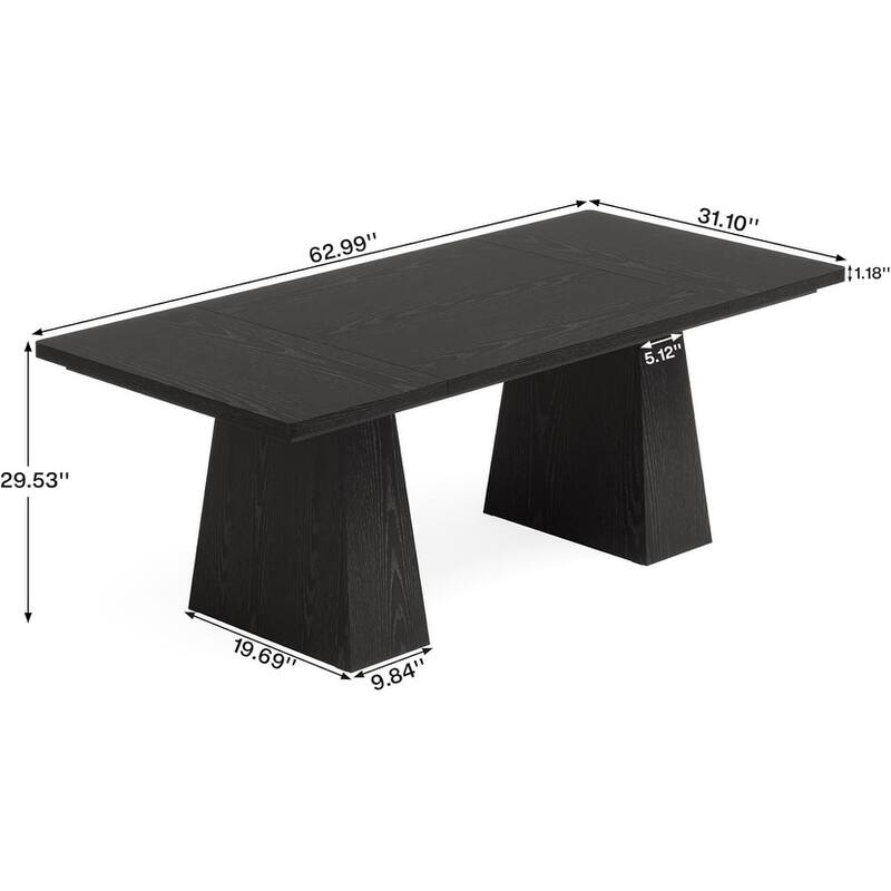 63" Modern Executive Desk, Large Computer Workstation with Sturdy Double Pedestal Base, Elegant Study & Writing Table