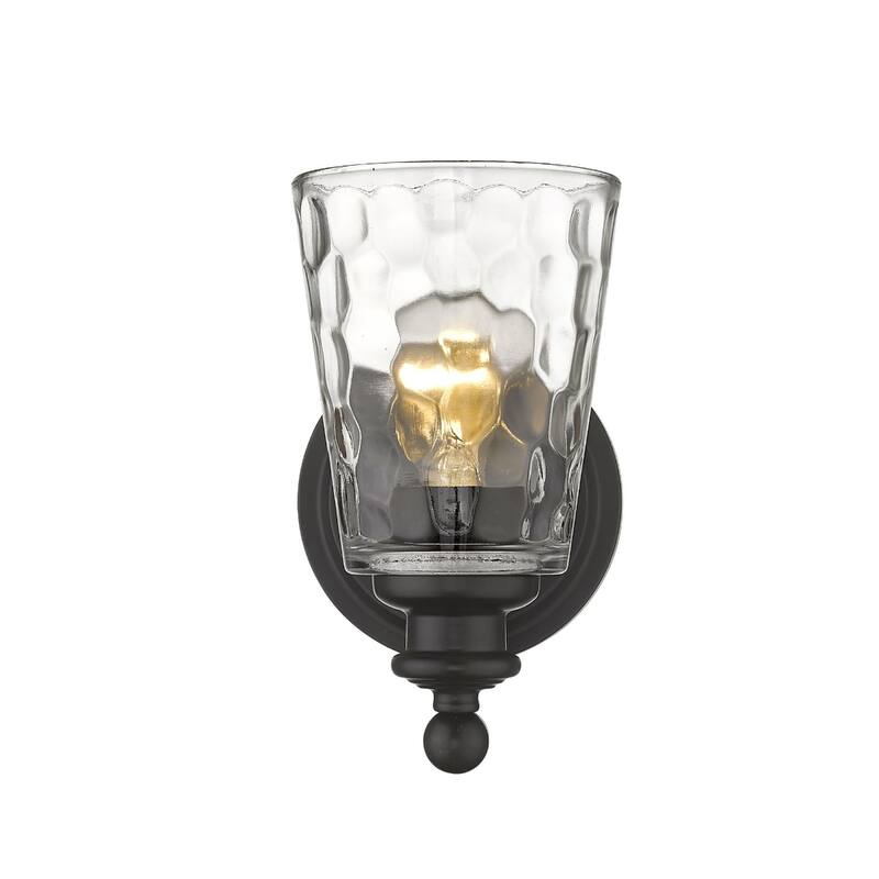 Transitional Hardwired Wall Light with Clear Glass Shade and LED Compatible Damp Rated Fixture - 8.5" H x 5" W x 6.75" D