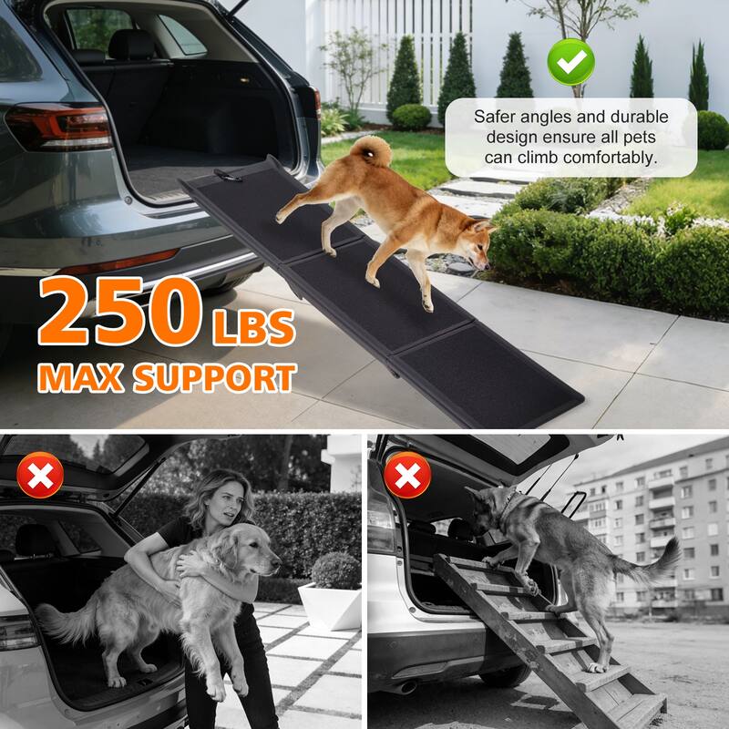 Dog Ramp for Car 71"x16" Foldable Dog Ramps for Large Dogs with Non-Slip Surface, Portable Pet Stair Ramp
