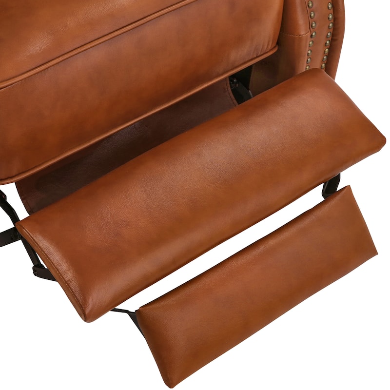 2 Set Genuine Leather Recliner Modern Push Back Recliner Chair Wingback 3 Adjustable Chair for Living Room
