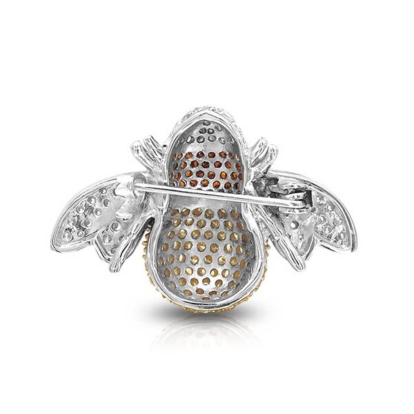 Multi Color Pink CZ Statement Butterfly Brooch Pin Cubic Zirconia Rhodium Plated