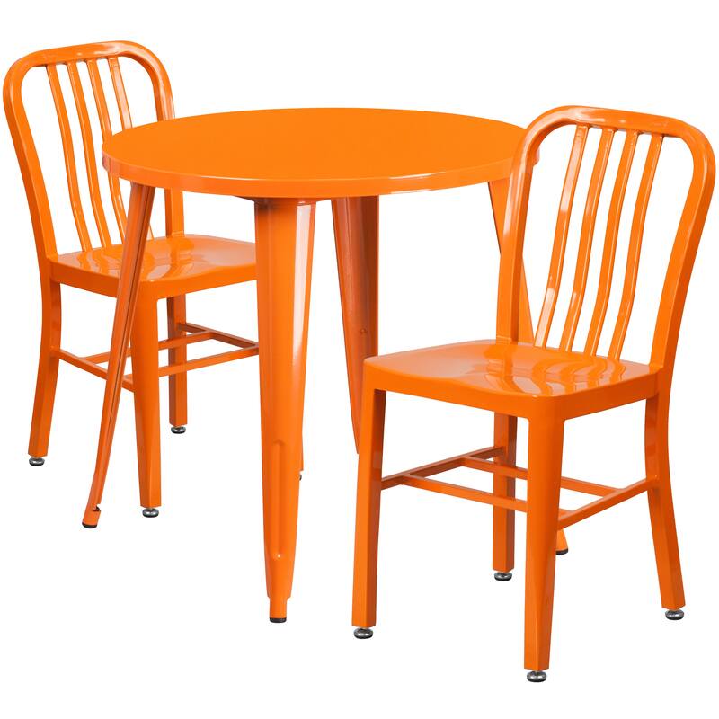 30-inch Round Indoor/ Outdoor 3-piece Metal Table and Chairs Set