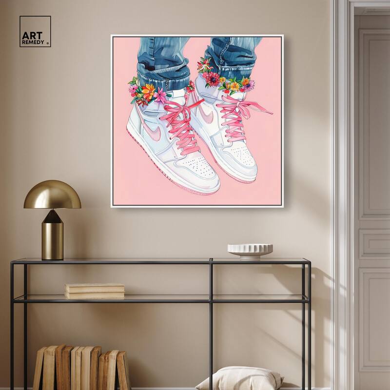 Blush Floral Bloom Sneakers Canvas by Art Remedy