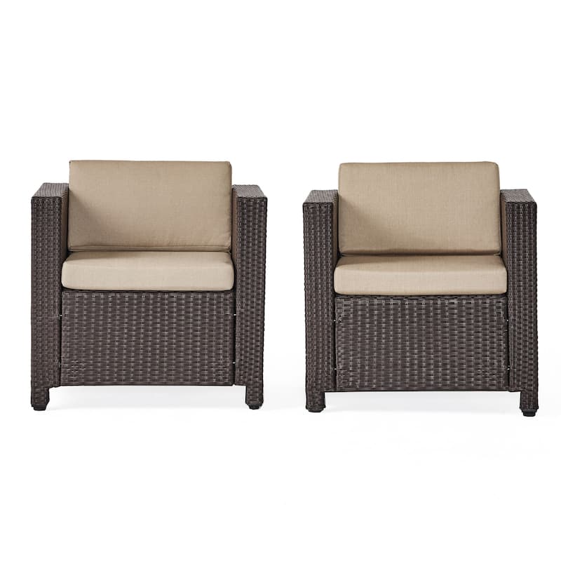 Puerta Outdoor Wicker Club Chair with Cushions (Set of 2) by Christopher Knight Home