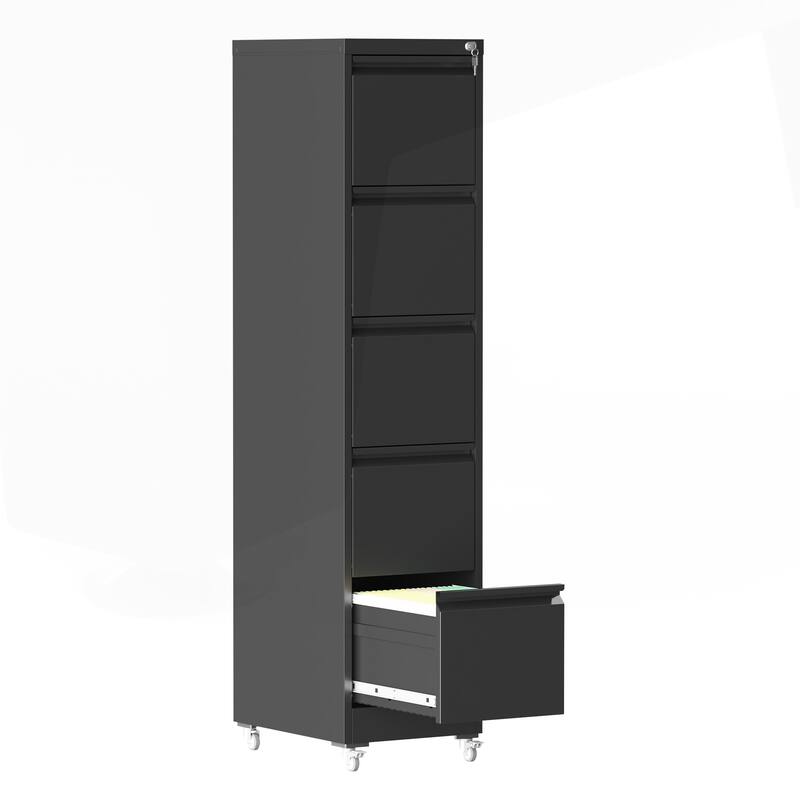 Versatile Lockable Metal File Cabinet with Mobility and Storage Capacity