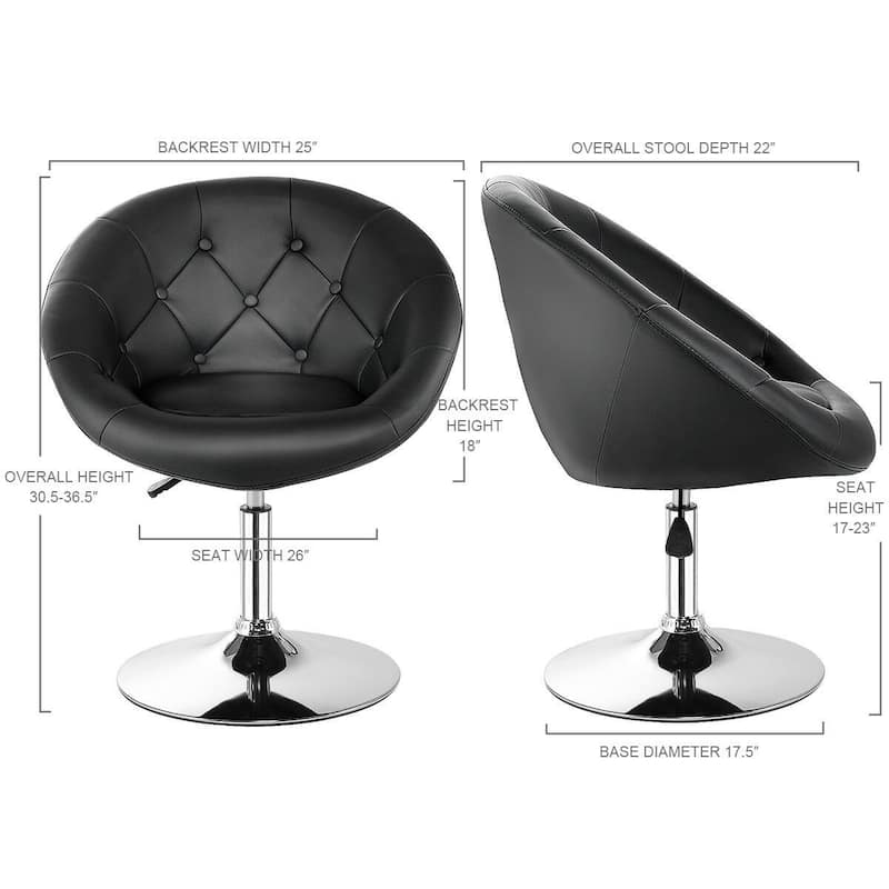 1 PC Modern Adjustable Swivel Round PU Leather Chair - 25" x 21.5" x 36" (highest)