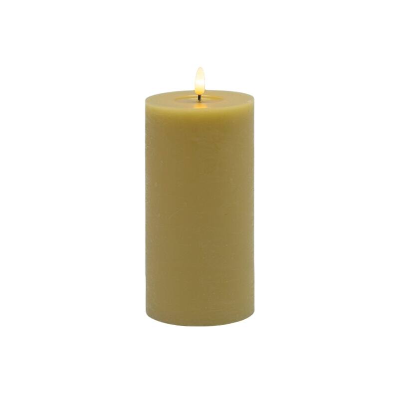 Battery Operated 3D Flame Large LED Pillar Candles - 8" - Champagne