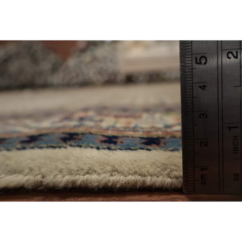 Hand Knotted Oriental 100% Wool Carpet Traditional Geometric Beige & Ivories Botemir Area Rug - 8' 11'' X 6' 2''