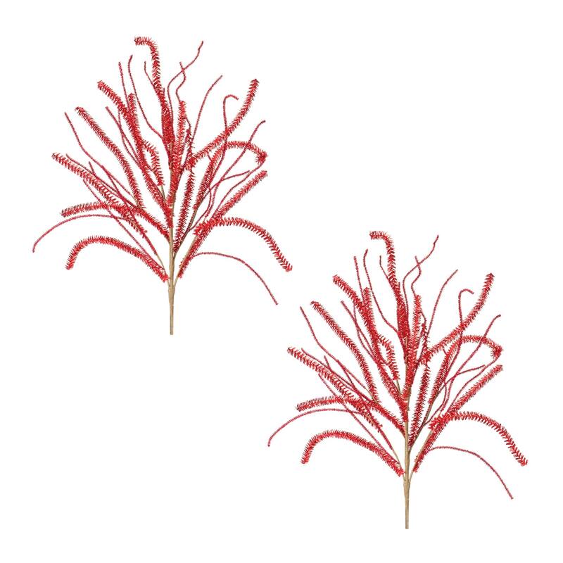 Artificial Pine Glittered Tinsel Branch Sprays - 32" - Set of 2