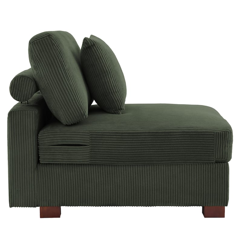 Corduroy Couch Modular Sectional Sofa with Pillows