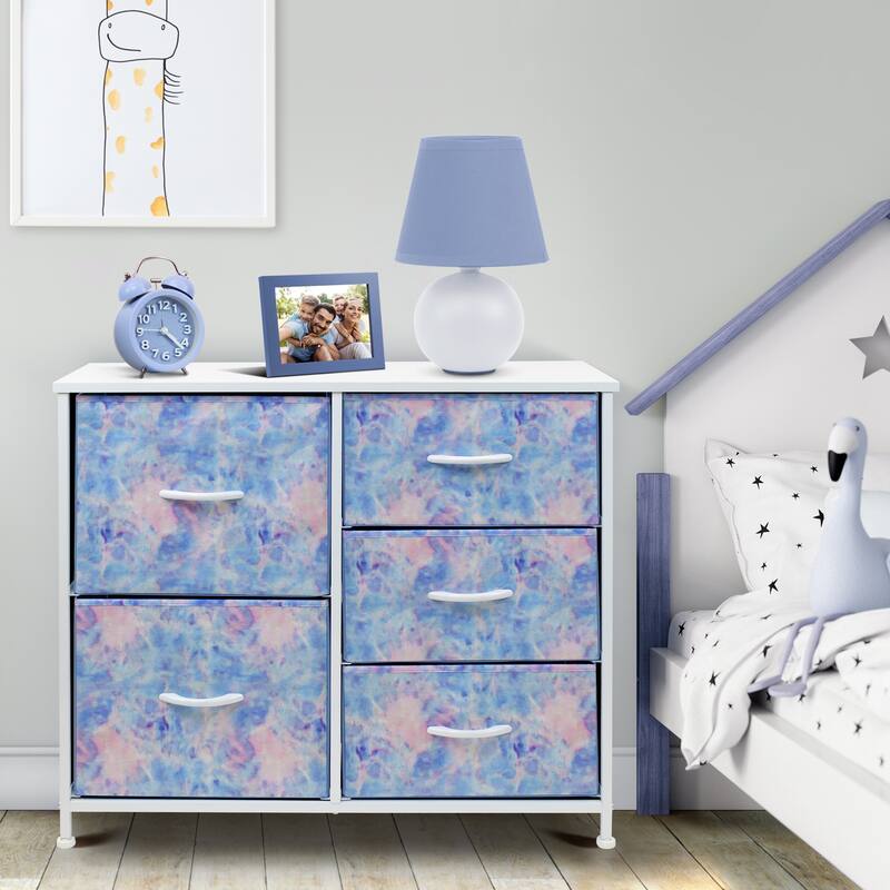 5 Drawer Bedroom Chest Dresser and TV Stand, Pastel Collection