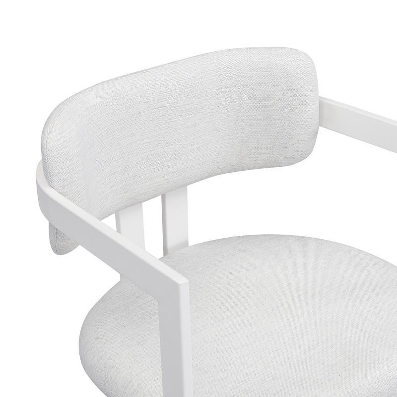 Upholstered Dining Chairs Set of 2, Fabric Armchairs with Metal Frame,