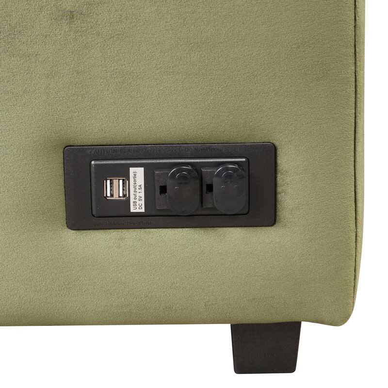 84.75" Velvet Convertible L-Shaped Sleeper Sofa with Storage Ottoman