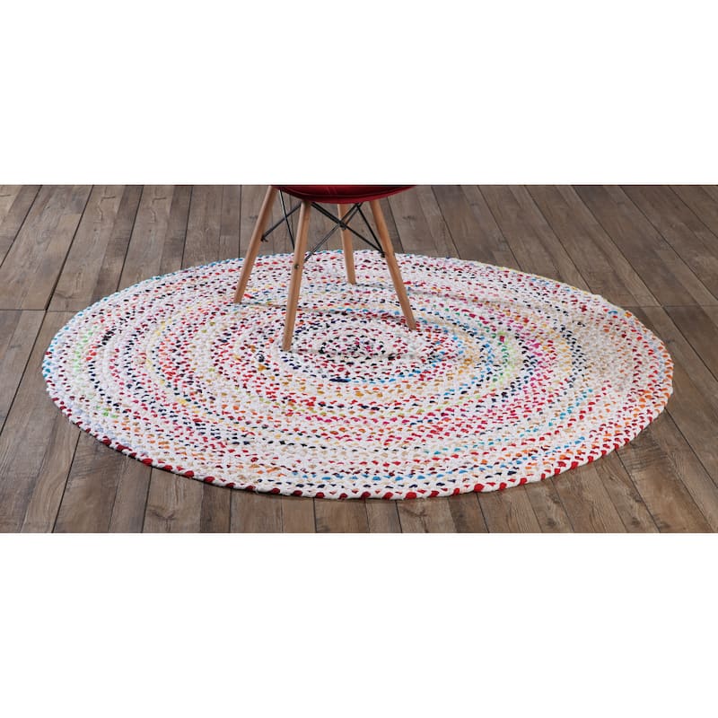 Handmade Braided Cotton Jute Multi-Color Country Area Rugs