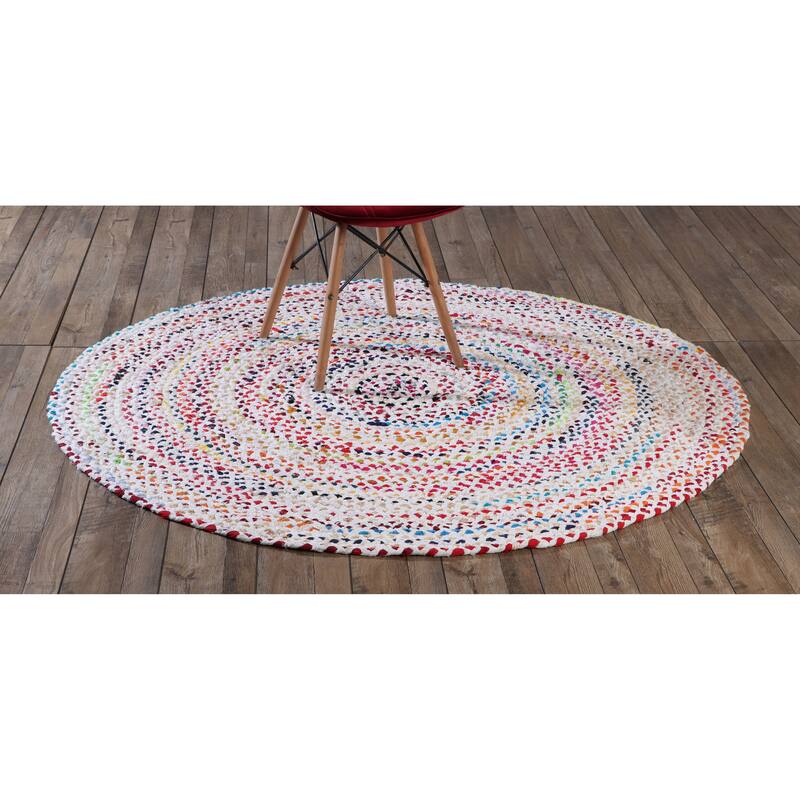 Handmade Flatweave Cotton Ivory | Multi Reversible Traditional Boho Area Rug for Living Room, Kitchen, Bedroom Home Decoration
