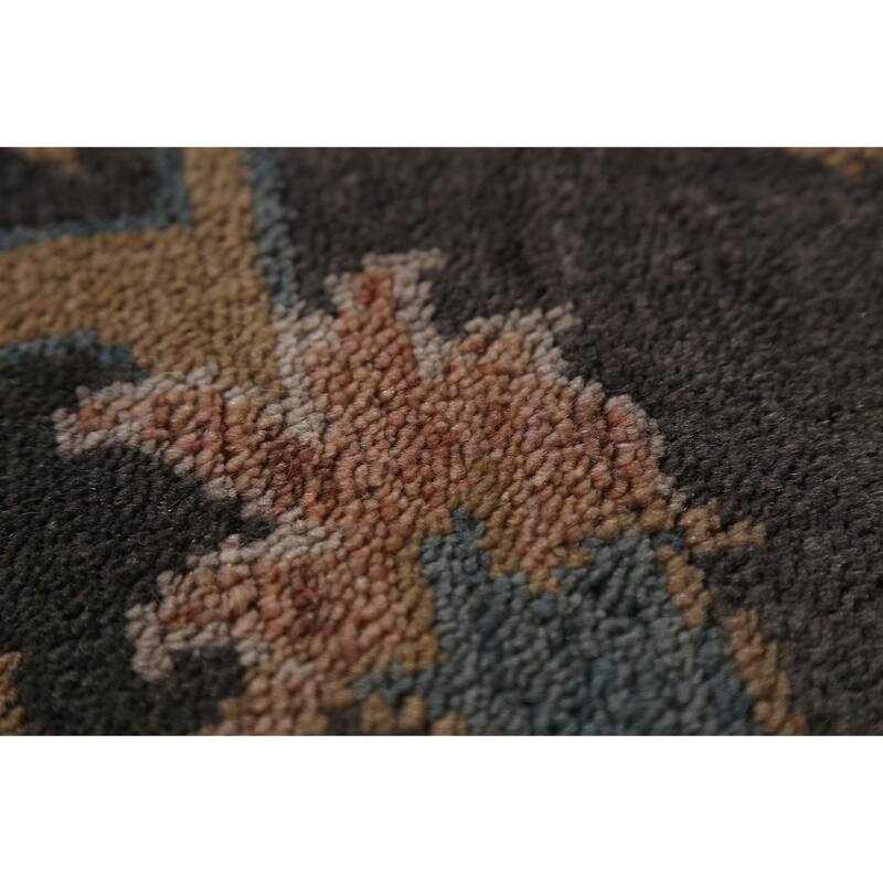 All-Over Floral Oushak Indian Area Rug Hand-Knotted Wool Carpet - 9'1" x 11'8"