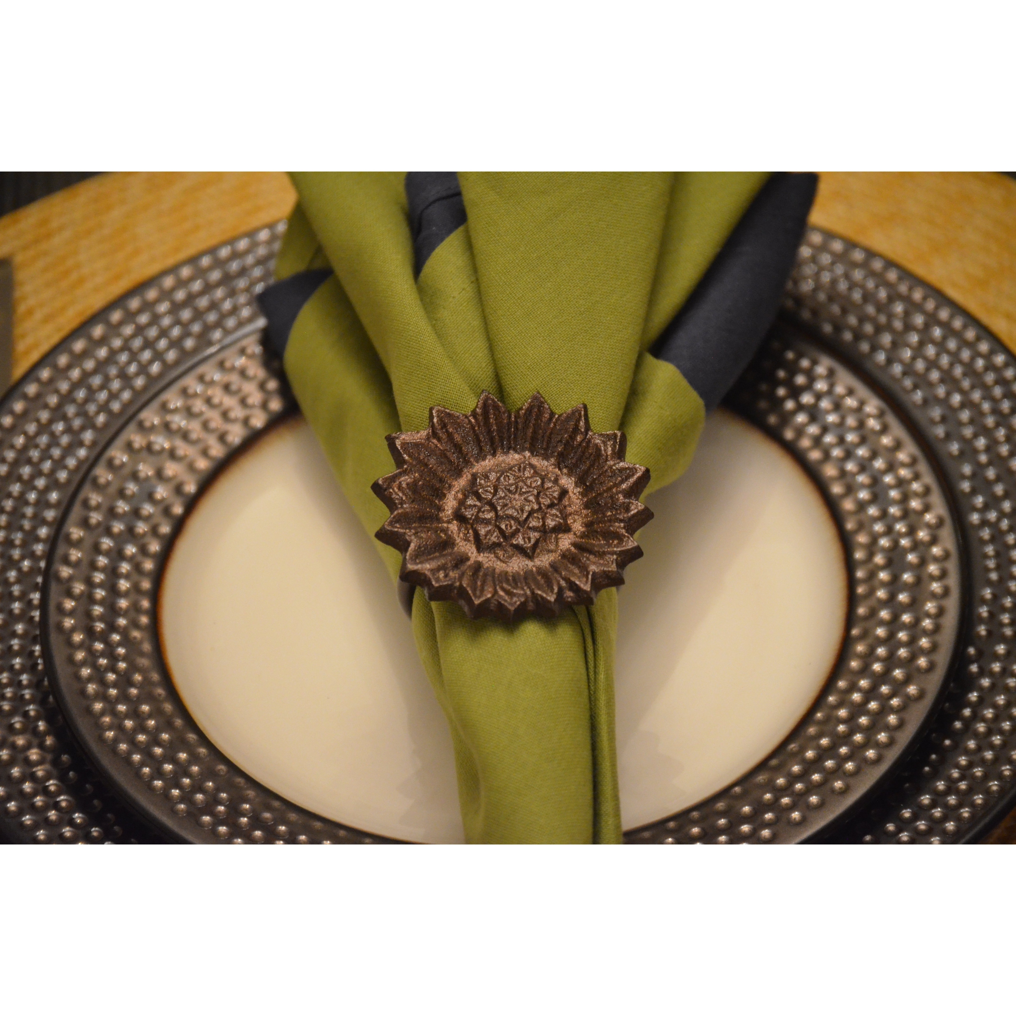 VIBHSA Napkin Rings Set of 12 (Antique Sunflower)