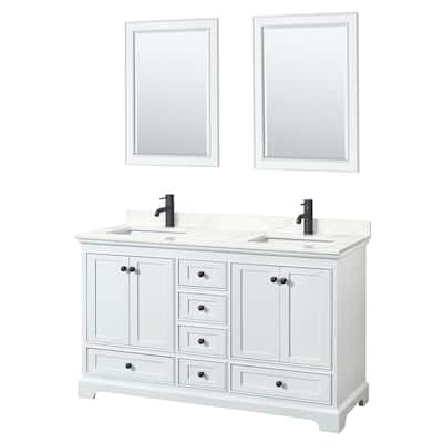 Deborah 60-inch Double Vanity, Quartz Top, 24-inch Mirrors