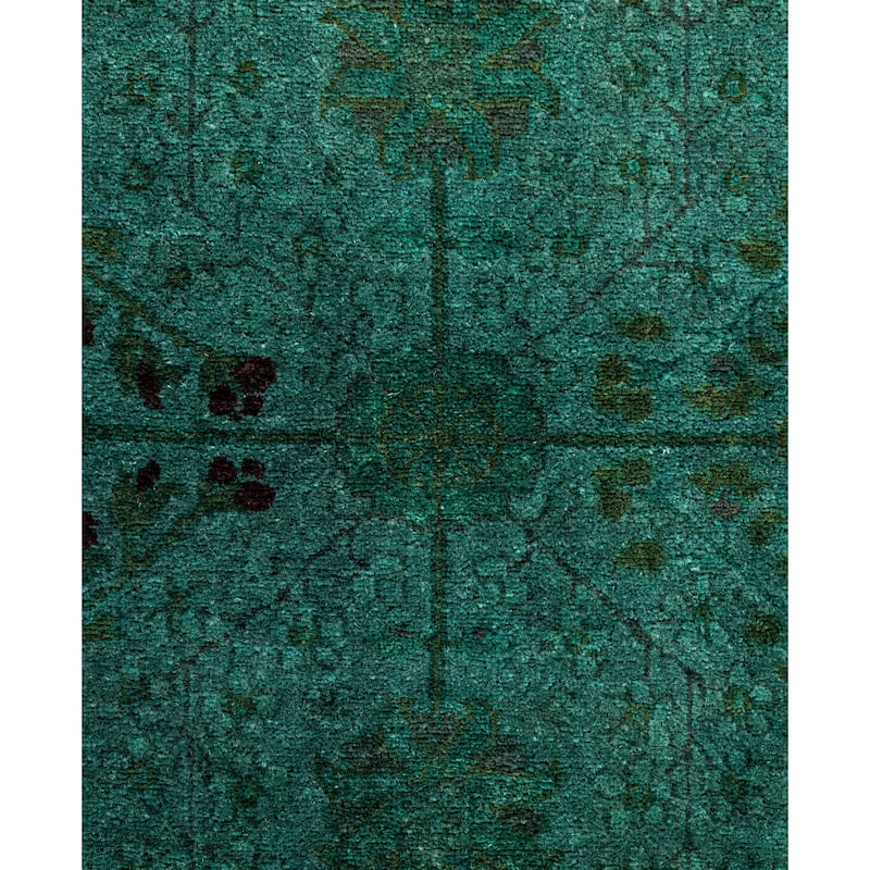 Overdyed One-of-a-Kind Hand-Knotted Area Rug - Green - 4' 2" x 6' 3"