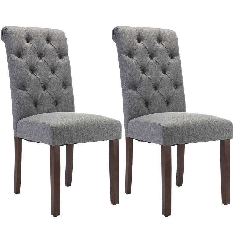 Tufted Parsons Dining Side Chairs ,Upholstered Fabric Dining Chairs Kitchen Chairs with Padded Seat(Set Of 2) - set of 2