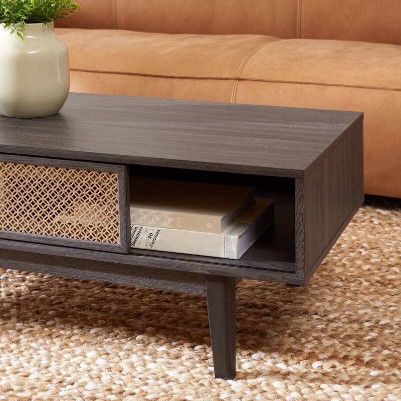 SAFAVIEH Zhuldyz 2 Door Coffee Table - 43" L x 22" D x 16" H - 43"Wx22"Dx16"H