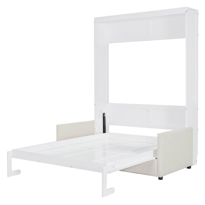Full Size Multifunctional Murphy Bed with Cushion and Storage