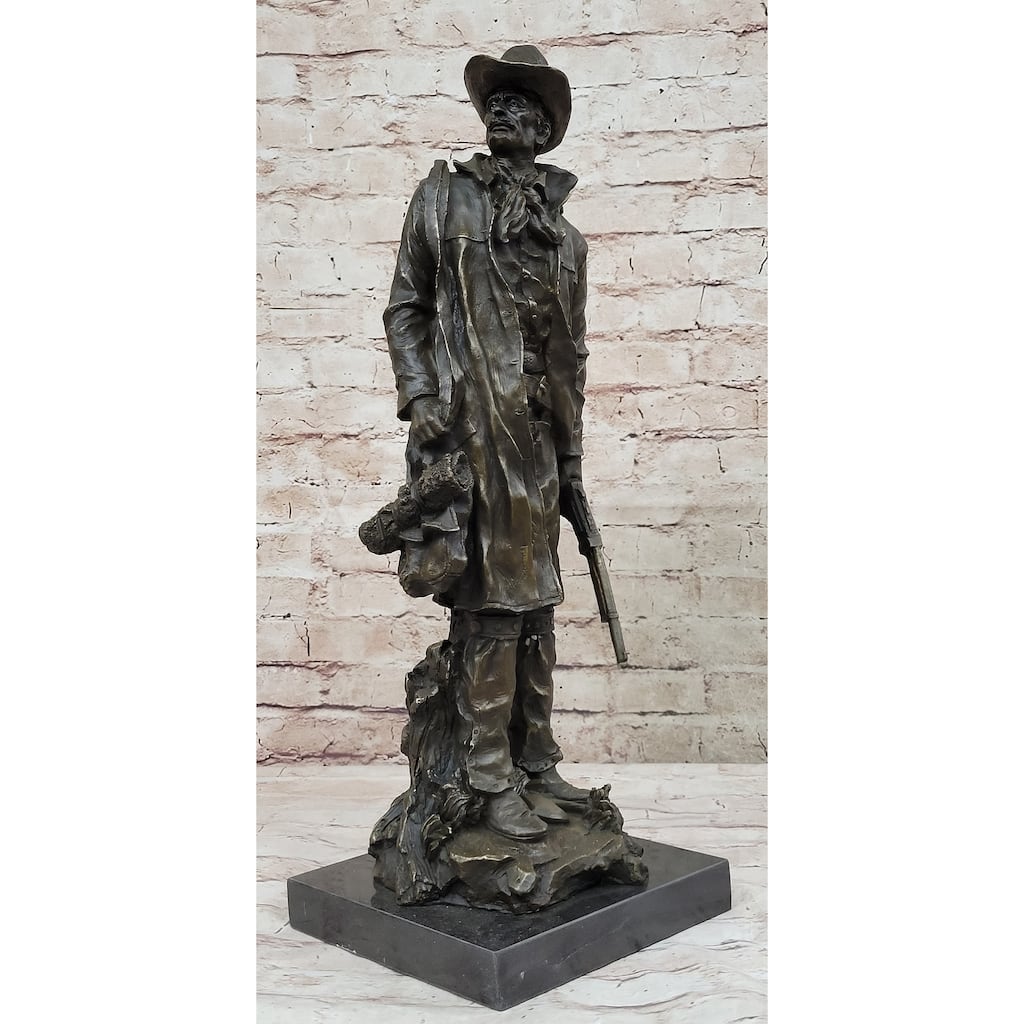 Signed Original Bronze Wyatt Earp Statue Sculpture Western Cowboy 21 Inches X 7 Inches