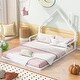 preview thumbnail 2 of 7, Full Size Metal Floor Bed Slats Support Bed Frame with House-shaped Headboard, Simple Metal Bed Kids Toddler, Solids White
