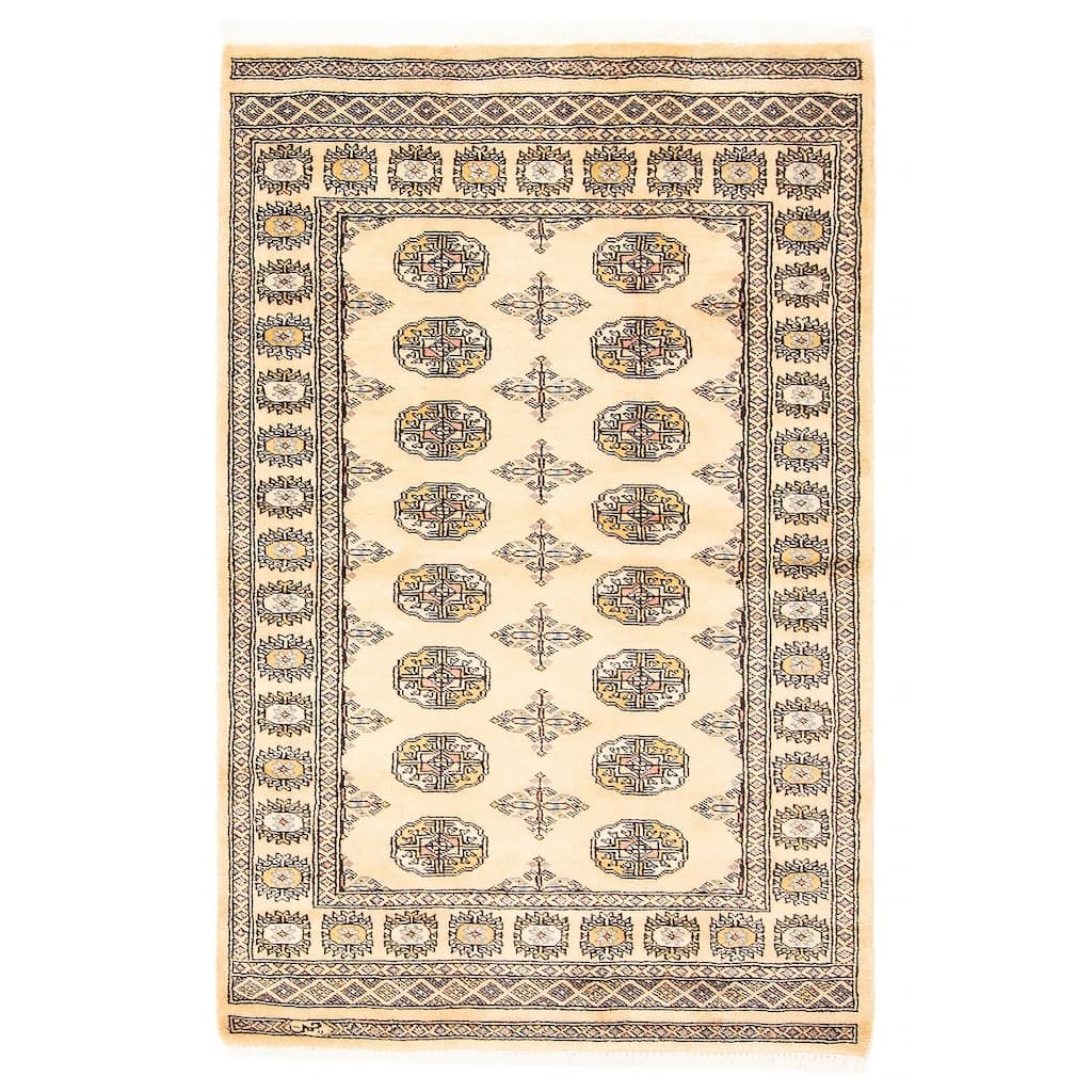ECARPETGALLERY Hand-knotted Peshawar Bokhara Beige Wool Rug - 3'2 x 4'11