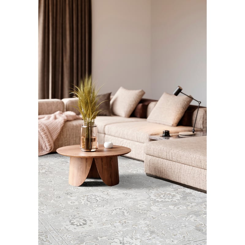 Mason Ivory, Gray and Beige Polyester Area Rug - 9' x 12'