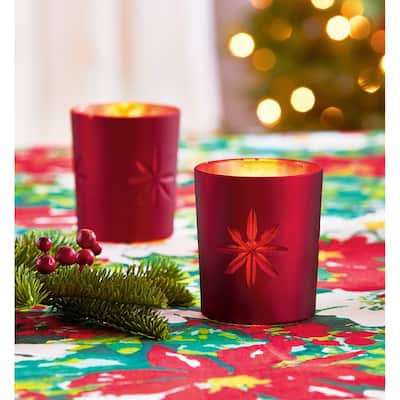 Cosmo Round Tealight Holder Red Glass Candle Holder for Christmas 3x3x3.5 Inches Wipe with Damp Cloth