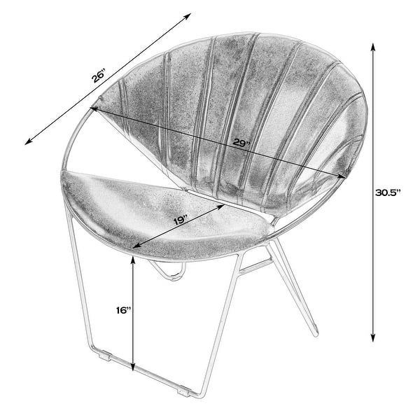 Harlan 18 in. Seat Height Round Leather and Iron Accent Chair