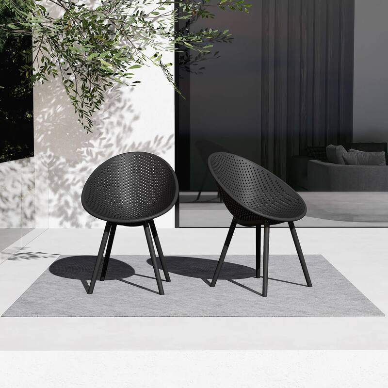 Modern Plastic Dining Chair Plastic Legs with Breathable Perforated Egg Shaped Seat for Indoor/Outdoor Use