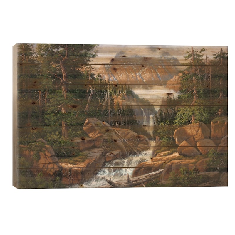 Peek At The Falls Print On Wood by Derk Hansen - Multi-Color - 18x26x1.5