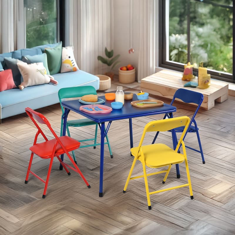 Homy Casa Kids' 5PCs Colorful Folding Dining Set, for Playtime