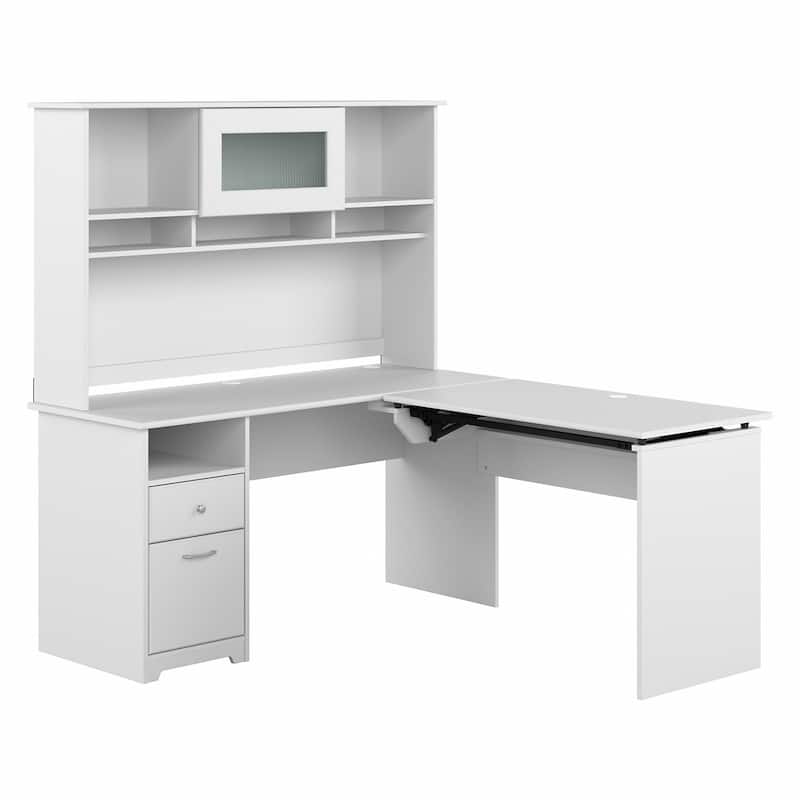 60W 3-position L-shaped Sit to Stand Desk with Hutch by Bush Furniture
