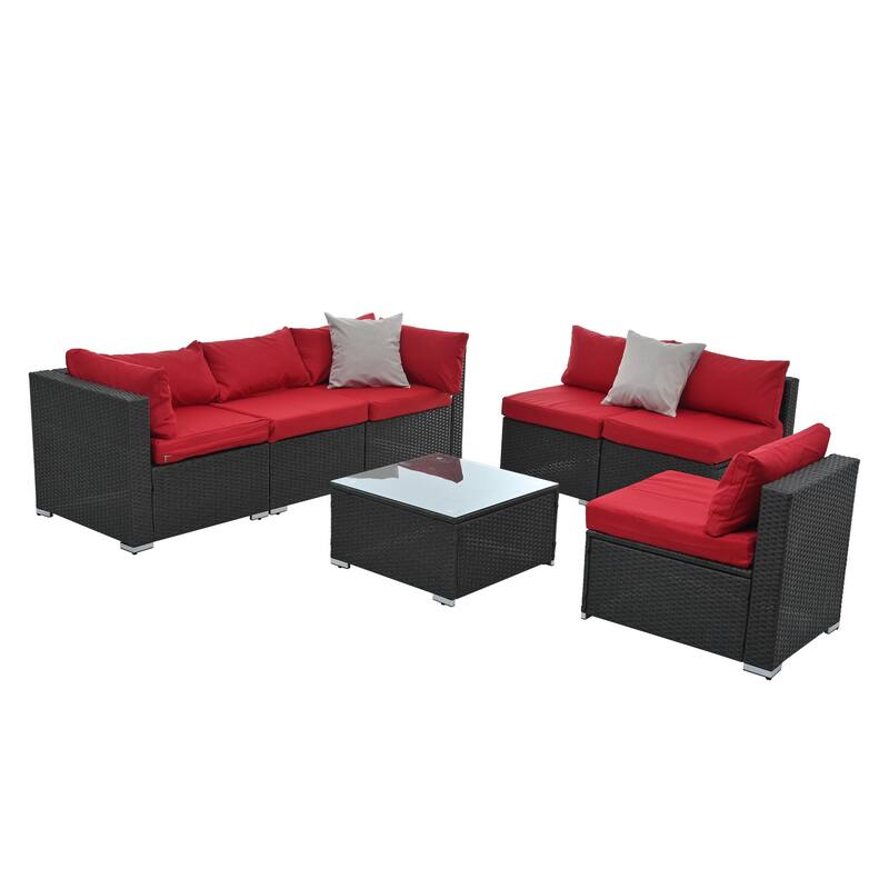 Outdoor Wicker Weaving Conversation Combo Set of 7