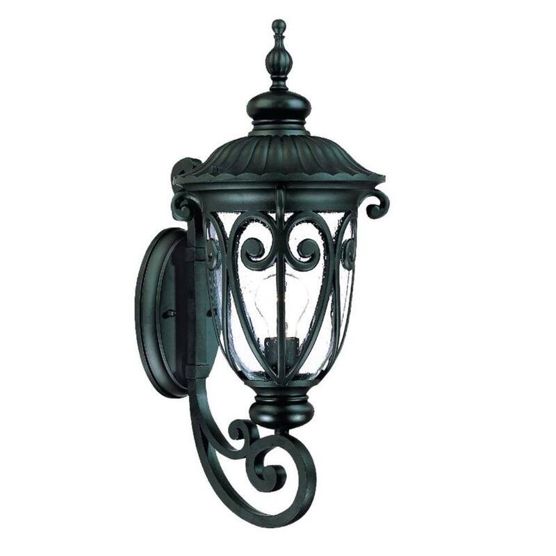 Outdoor Wall Light Fixture with Clear Seeded Glass Shade Hardwired Aluminum Sconce A19 Bulb Compatible - 22.75" H x 9.38" W