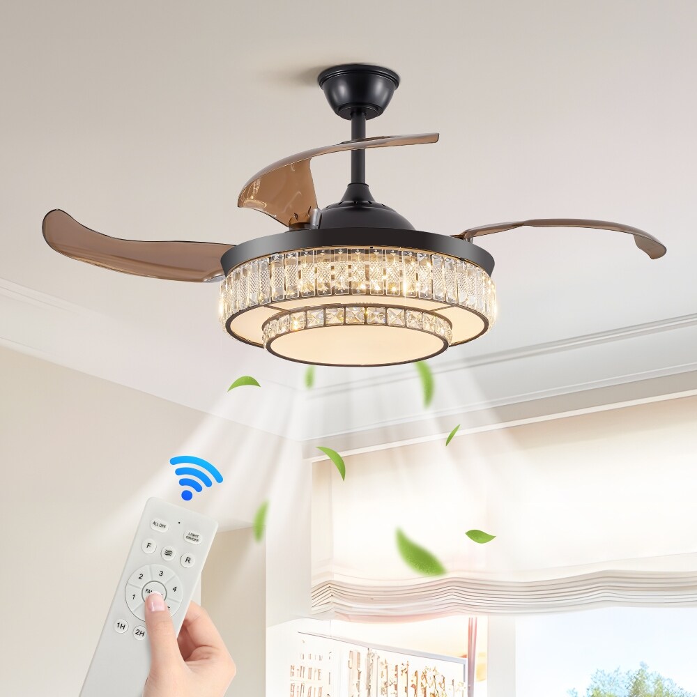 Contemporary LED Retractable Ceiling Fan with Light and Remote Control Bed Bath Beyond 40827097