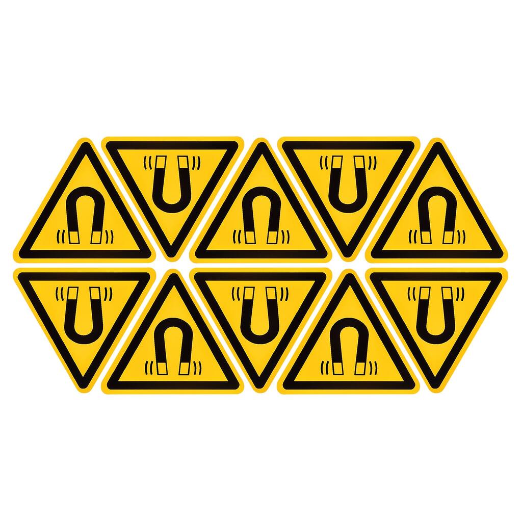 Triangle Beware of The Magnetic Field Warning Sign Self Adhesive 10Pcs - Yellow Black