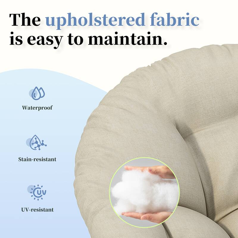 Polypropylene Wicker Swivel Lounge Chair with Thick Cushion and 360° Rotation