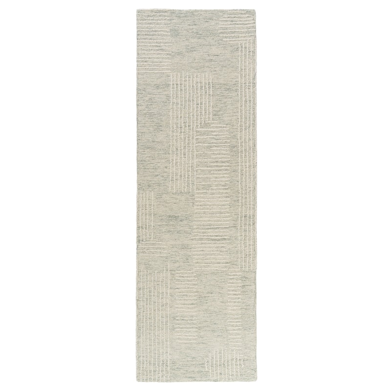 Sevita Contemporary Geometric Hand-Tufted Area Rug - 2'6" x 8' - Green/Ivory