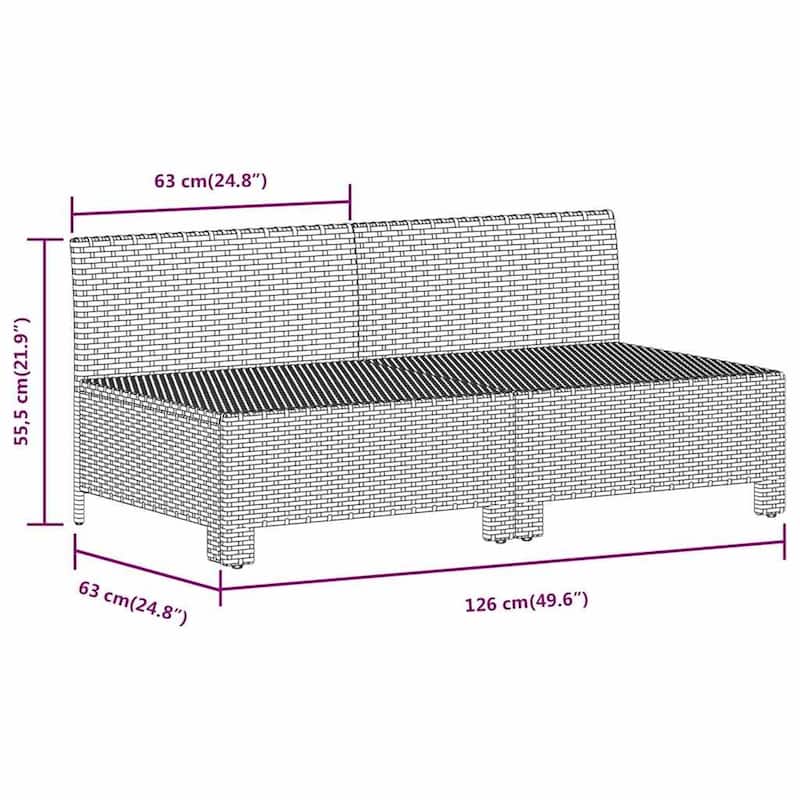 vidaXL 2-Seater Patio Sofa with Cushions Gray Poly Rattan