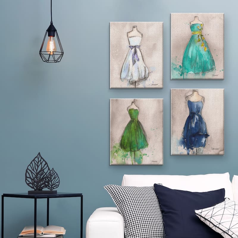 Aqua Dream, Little Blue Dress, Emerald Green, White Dress by Lauren Maurer Canvas Art Prints