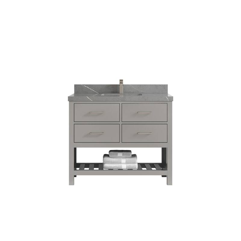Willow Collections 42 in. W x 22 in. D Parker Single Sink Bathroom Vanity with Countertop - 2" Piatra Gray - Elephant Skin Gray