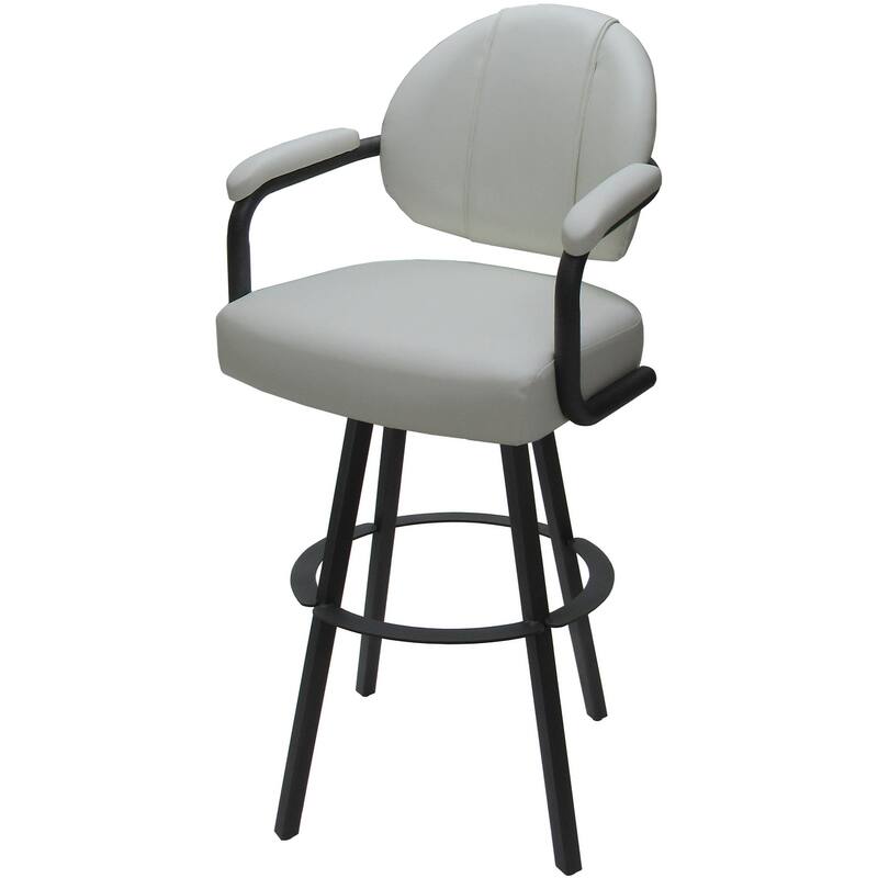 Swivel Metal Bar Stool M-70 on Warren Base - White Vinyl - Gray - Counter Height
