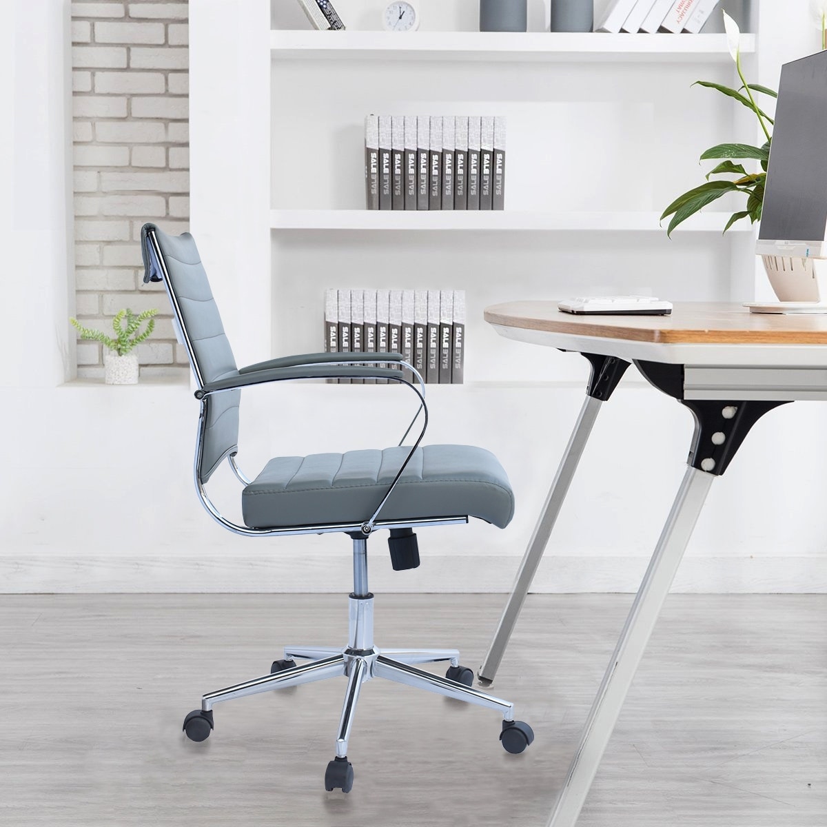 https://ak1.ostkcdn.com/images/products/is/images/direct/30e99dc162dfe89a94a8113c78ee0bf617f7def6/2xhome-Gray-Office-Chairs-Mid-Back-Ribbed-PU-Leather-Black-Executive-Task-Work-Conference-With-Arms-Wheels-Tilt-Swivel-Rolling.jpg