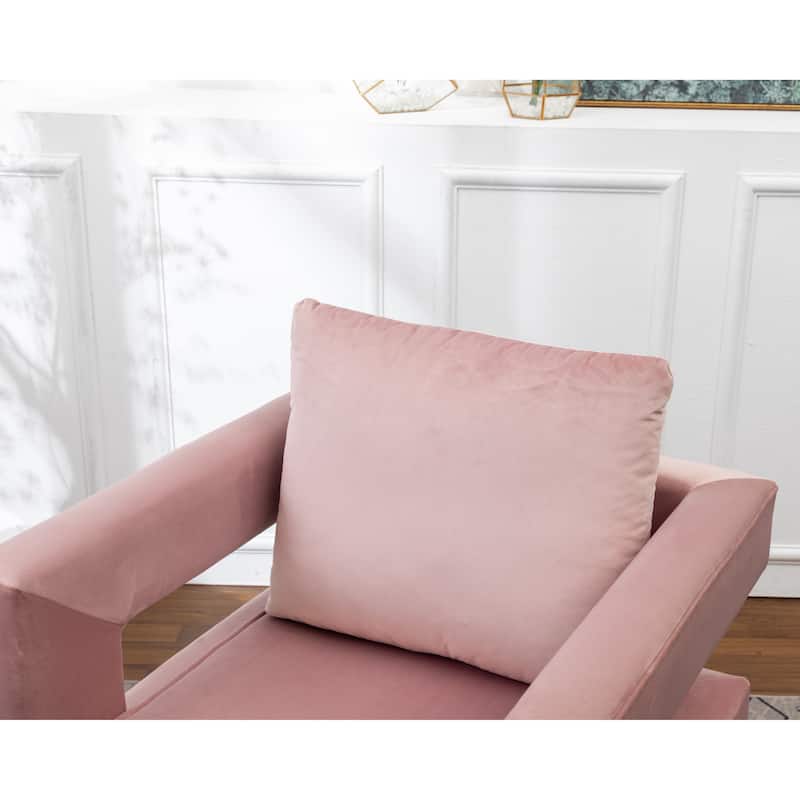 Modern 29.75" Polyester Upholstered Arm Chair with Gold-Colored Metal Tube Frame