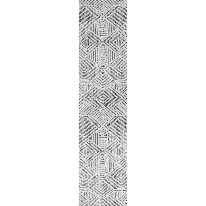 JONATHAN Y Aylan High-Low Pile Art Deco Geometric Indoor/Outdoor Area Rug - 2 X 8 - White/Black